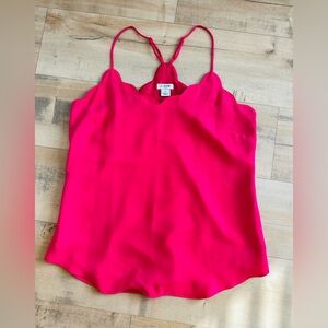 J Crew Scallop Trim Cami Tank Top Blouse Pink Fuchsia - Size 00
